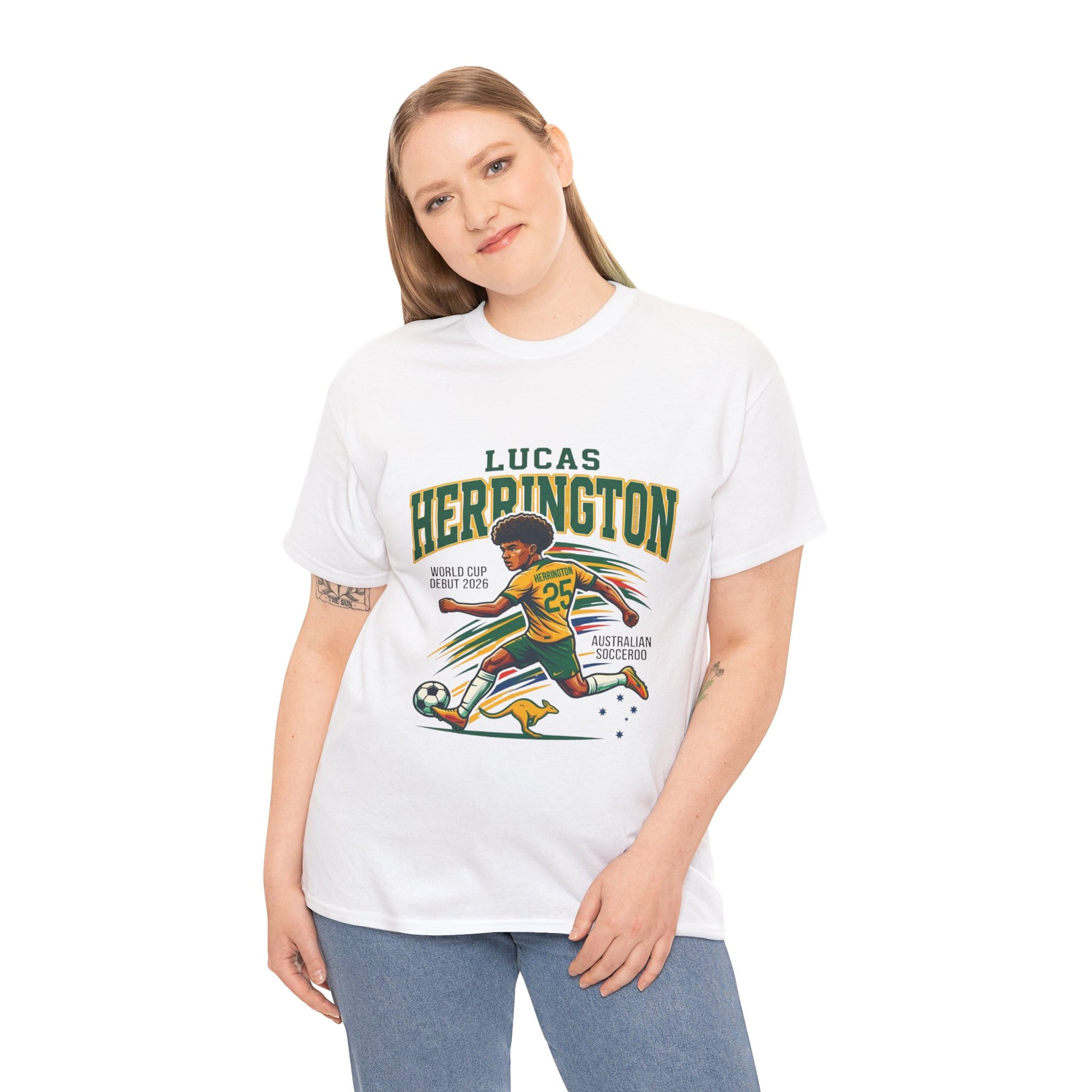 Lucas Herrington soccer t-shirt in classic Australia colours for World Cup matches and watch parties
