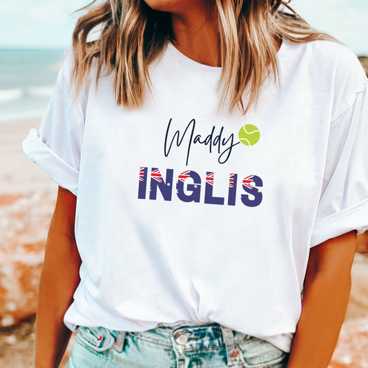 Maddison Inglis tennis t-shirt celebrating the Australian women’s tennis player