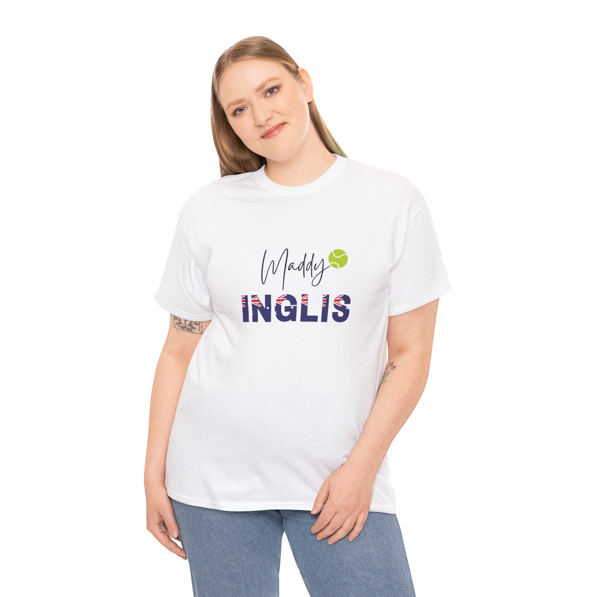 Aussie tennis supporter t-shirt featuring Maddison Inglis in a clean, modern design