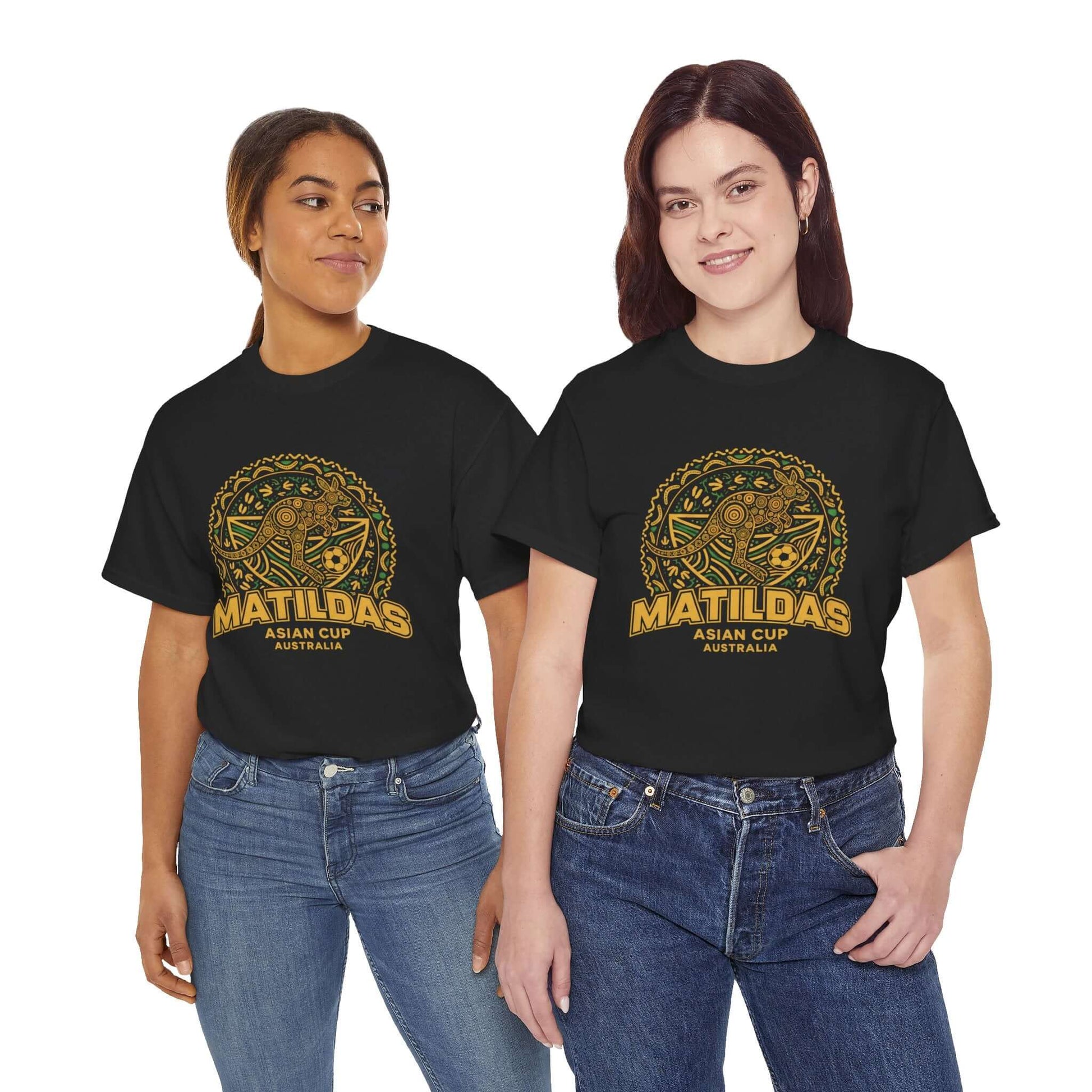 Australia women’s soccer Asian Cup t-shirt in Indigenous art design
