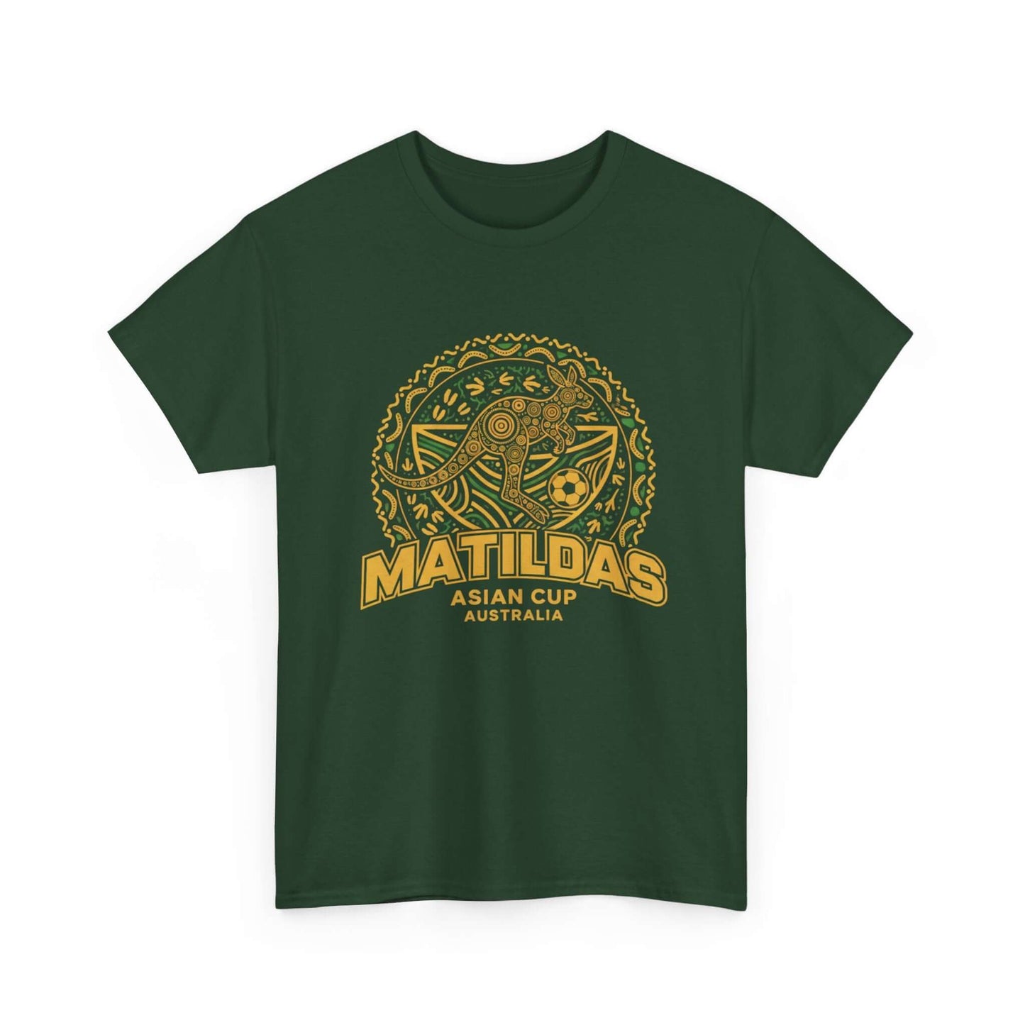 Matildas Asian Cup supporter tee with Indigenous style artwork