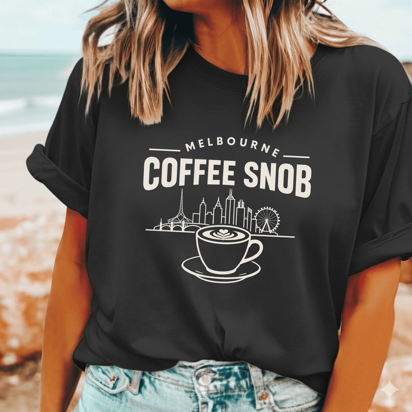Melbourne Coffee Snob T-Shirt – Melbourne Skyline & Coffee