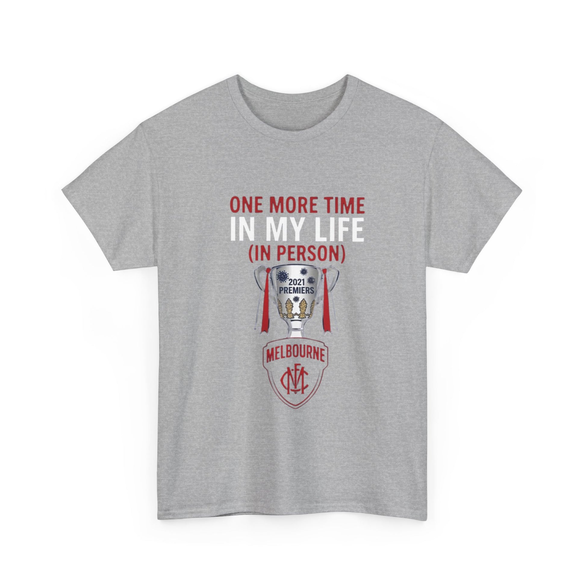 Melbourne Demons AFL fan tee celebrating the 2021 premiership with iconic cup graphic