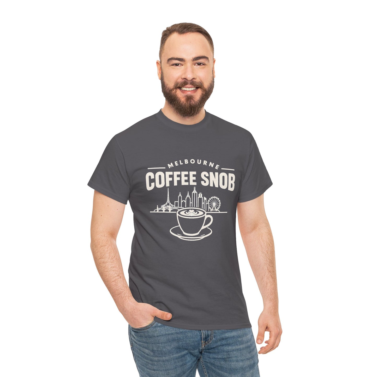 Melbourne Coffee Snob T-Shirt – Melbourne Skyline & Coffee