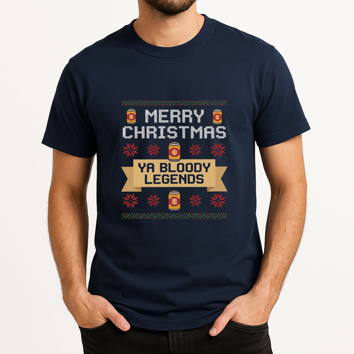 Merry Christmas Ya Bloody Legends T-Shirt | Aussie Ugly Christmas Jumper Tee