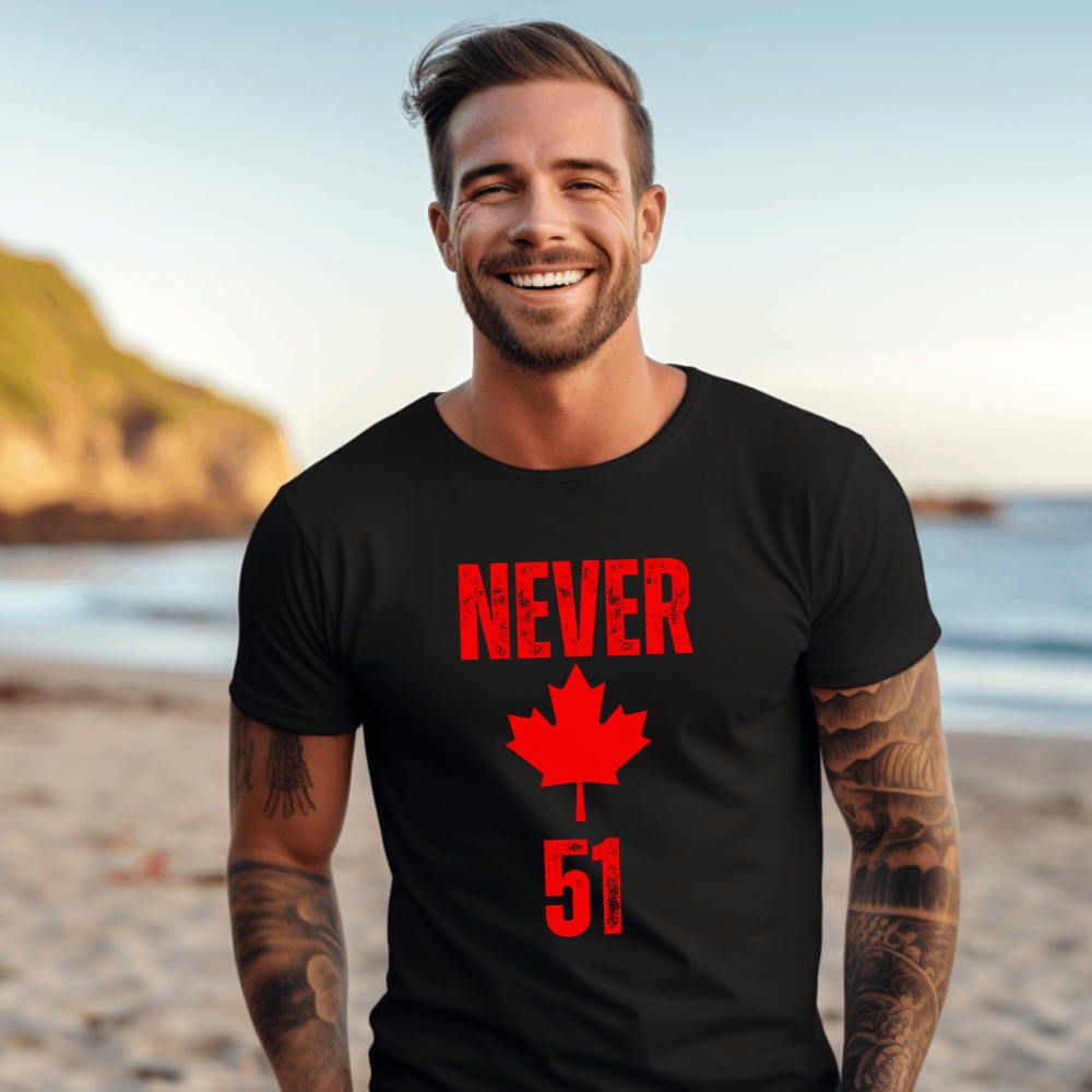 Never 51 t-shirt with Maple Leaf protesting Canadian annexation