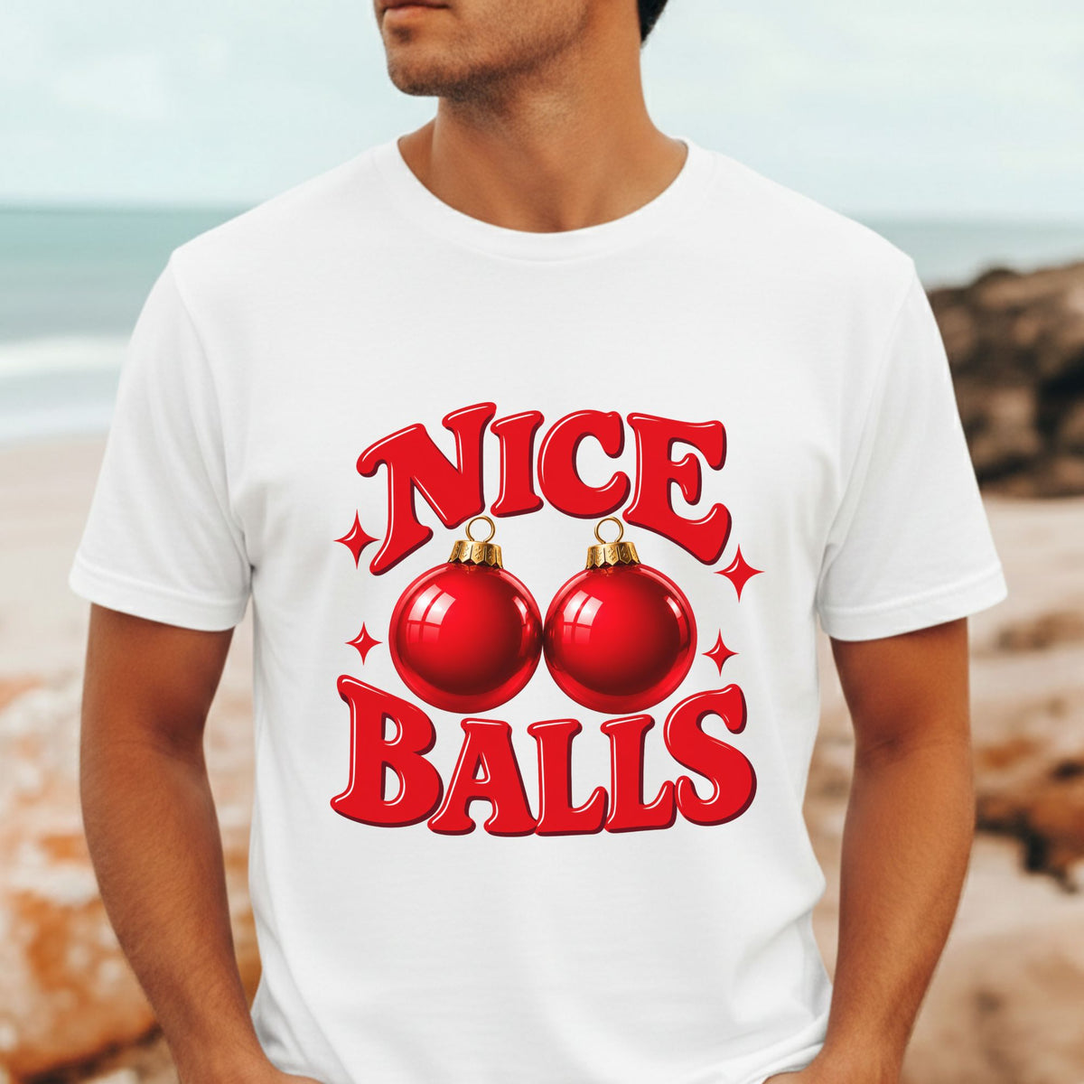 Nice Balls Christmas T-Shirt | Funny Festive Tee