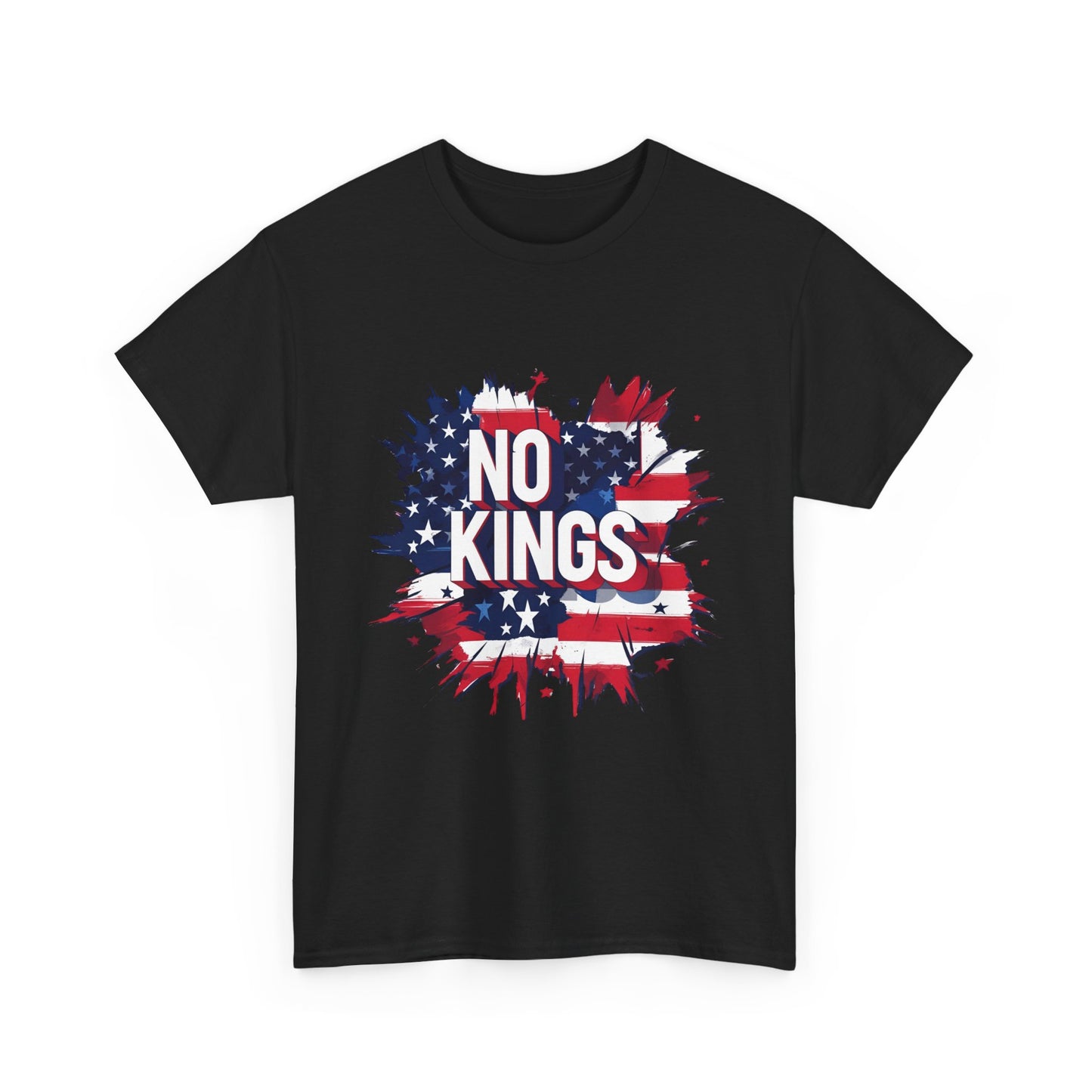 “No Kings” political tee inspired by US founding ideals—perfect for rallies, protests, and making a strong democratic statement.