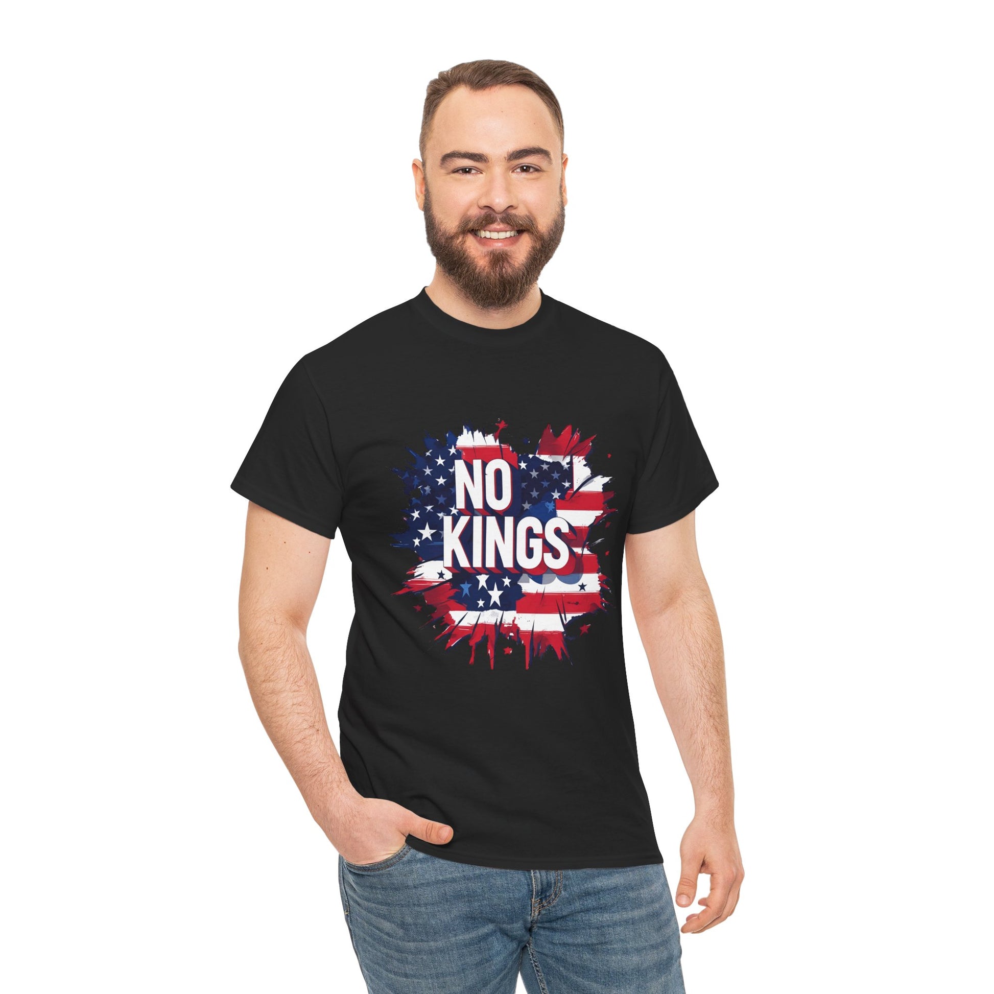 Unisex “No Kings” t-shirt available in Australia—bold protest design inspired by American revolutionary ideals.