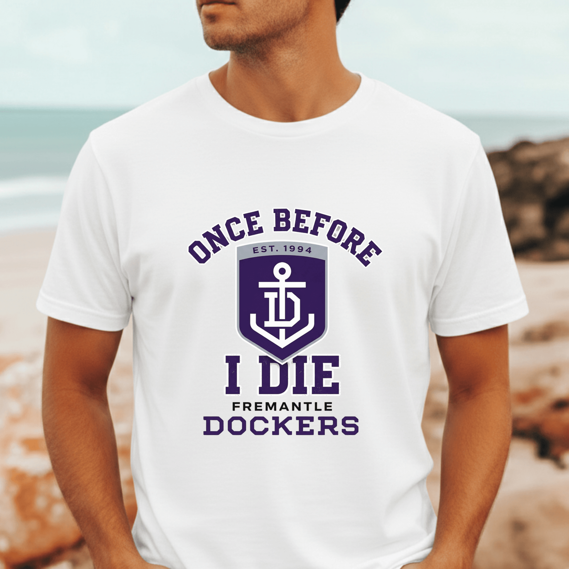 Fremantle Dockers “Once Before I Die” t-shirt, loyal AFL supporter tee for Freo fans