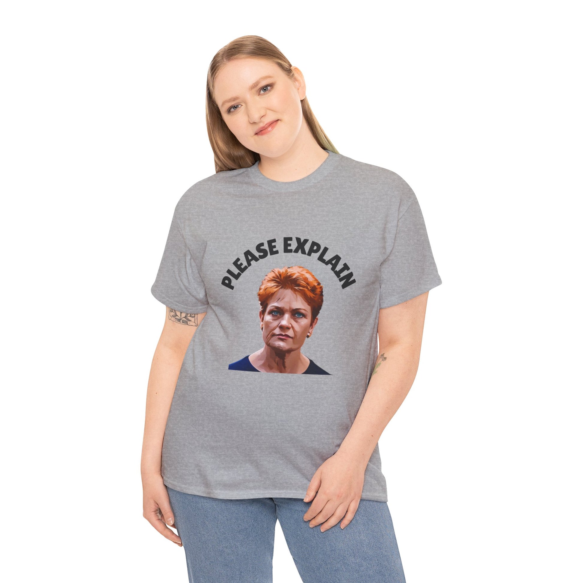 Humorous One Nation parody shirt with Pauline Hanson design – perfect gift for political fans or critics.