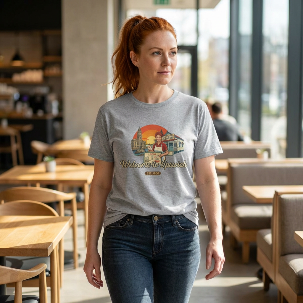Pauline Hanson Ipswich t-shirt fish and chip shop graphic