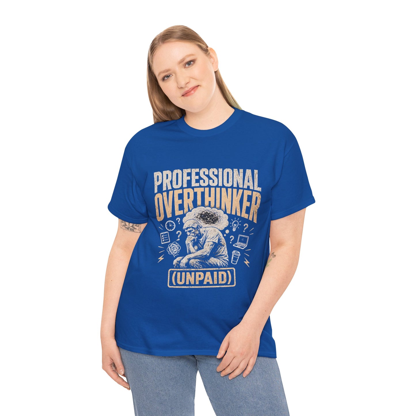 Professional Overthinker (Unpaid) T-Shirt | Funny Overthinking Graphic Tee | Anxiety Humour Gift