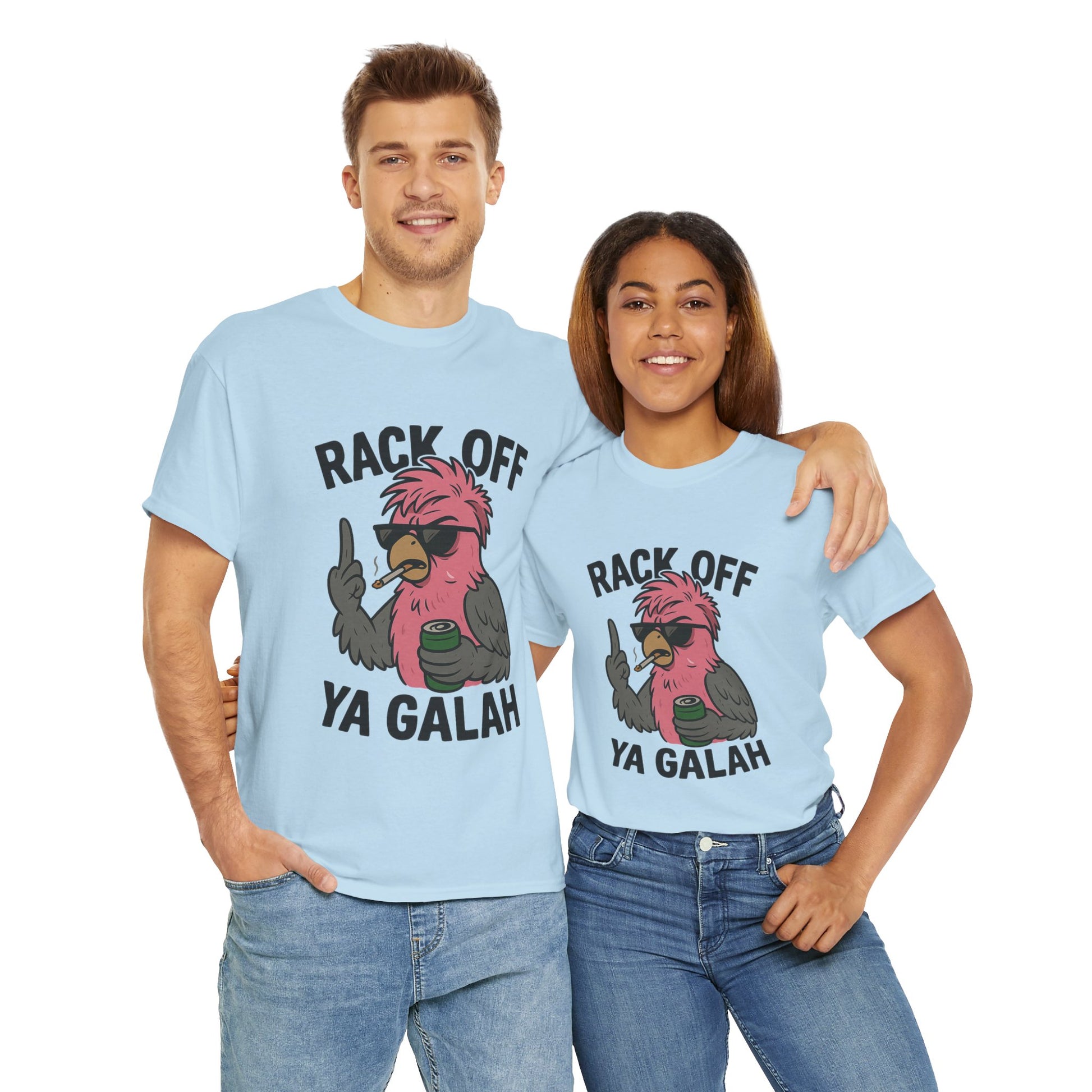 Aussie humour tee with galah smoking and beer in hand