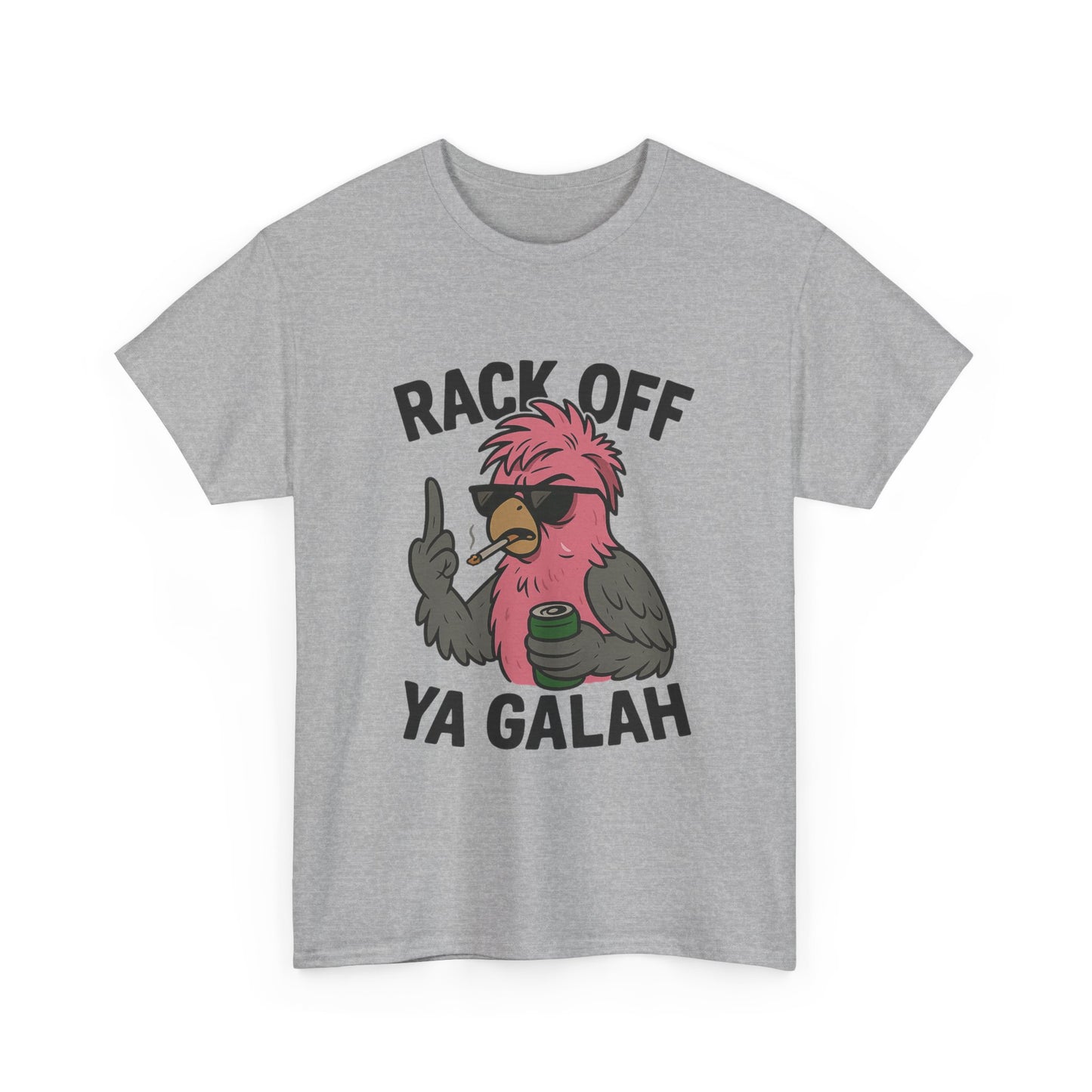 Humorous Aussie slang tee with galah and beer design
