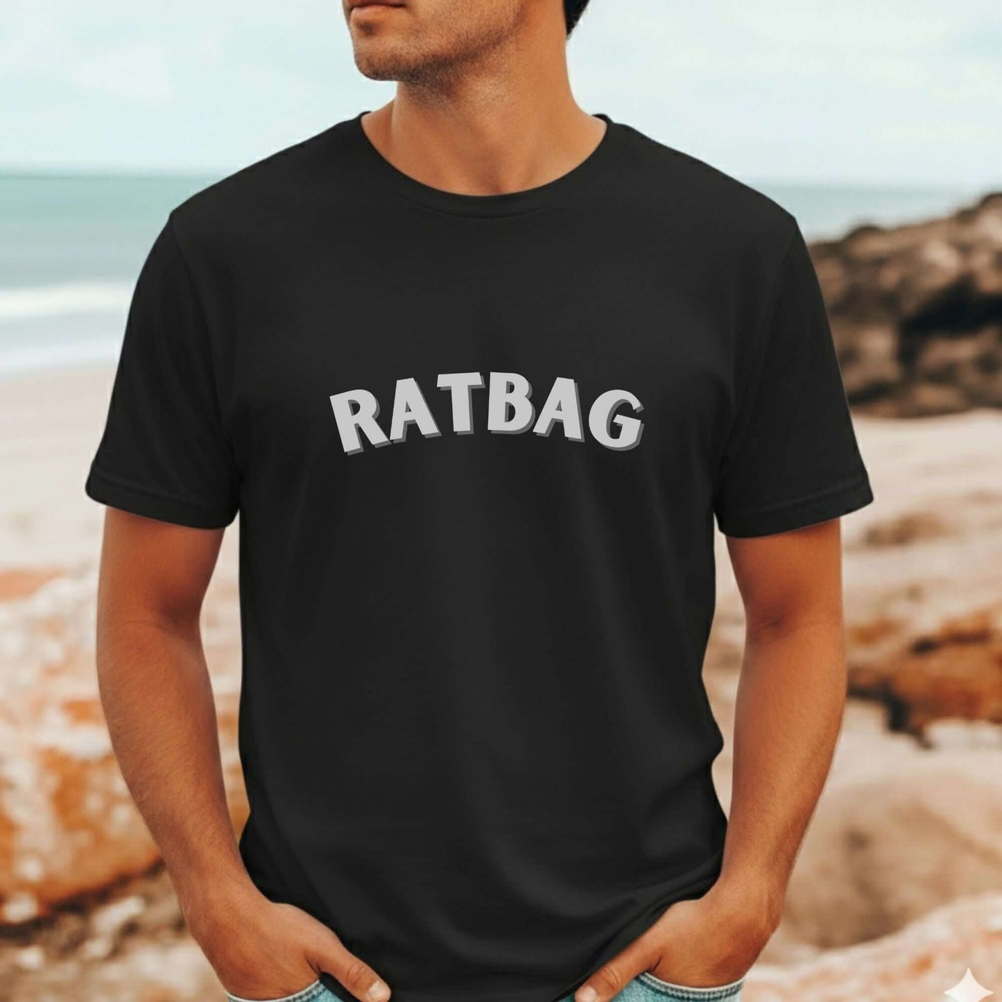 Ratbag T-shirt with funny Aussie slang design for casual everyday wear