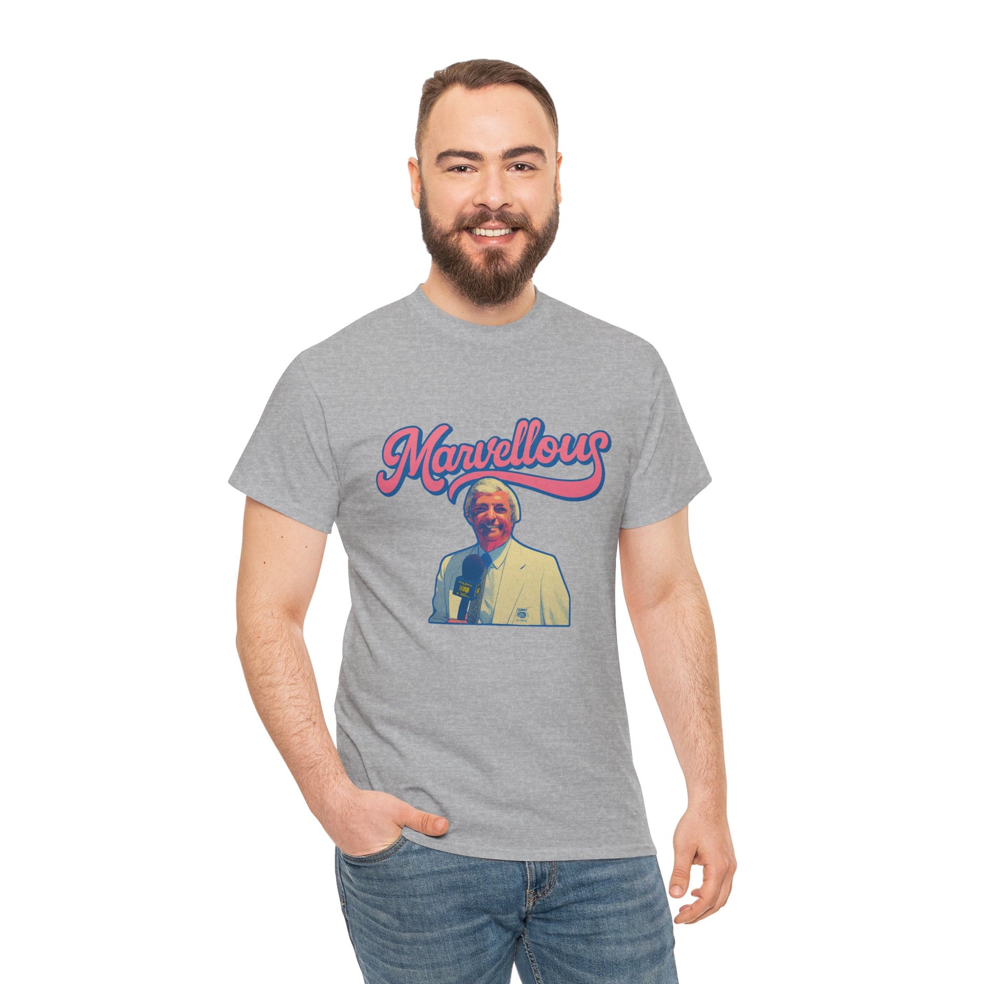 Richie Benaud caricature t-shirt with classic Marvellous quote