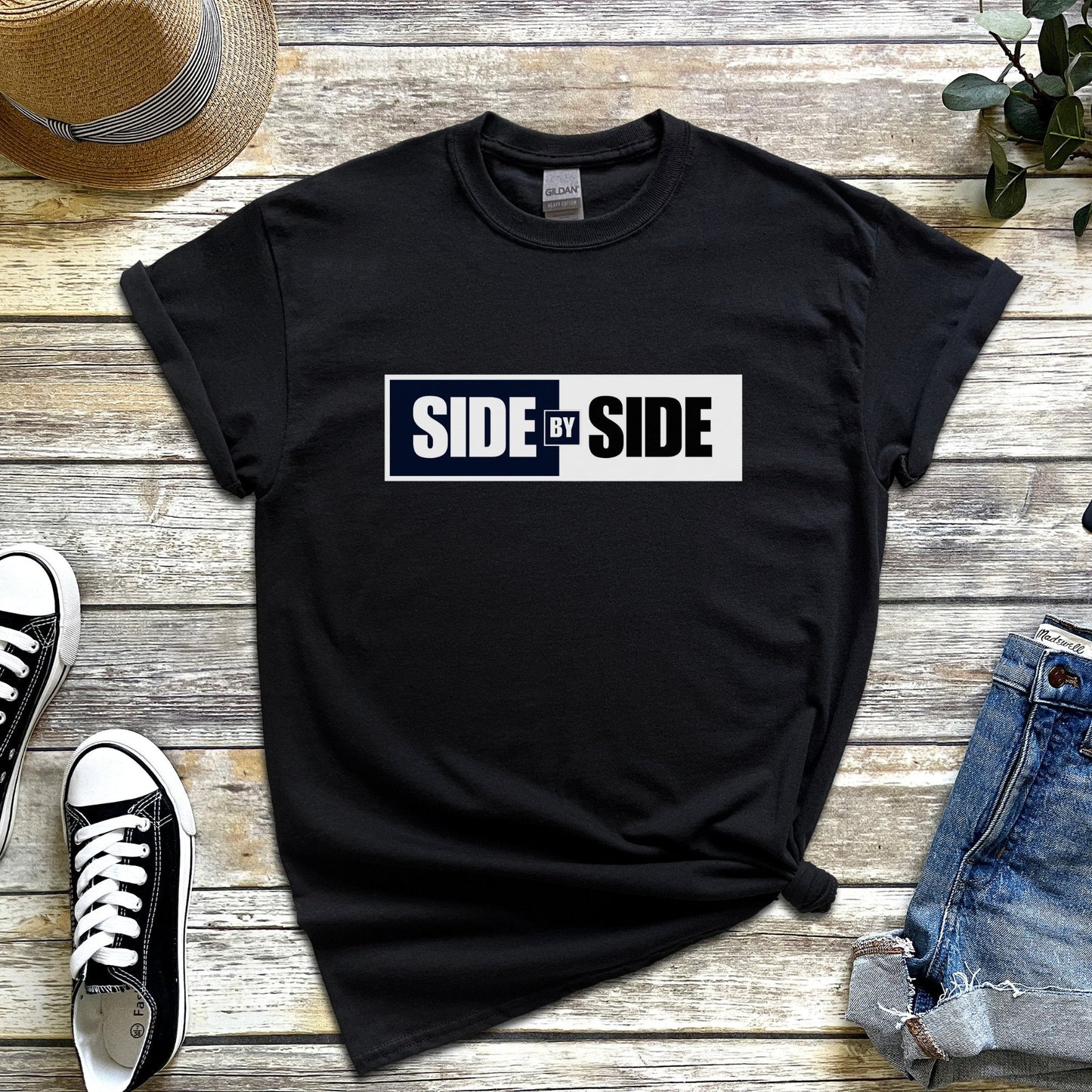 Side by Side Collingwood tee for diehard Magpies fans during AFL finals