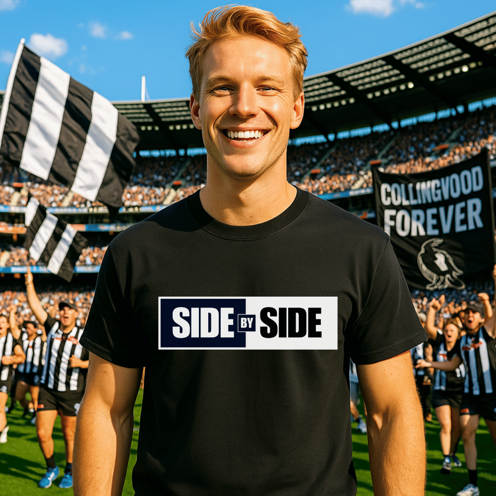 Collingwood Side by side t-shirt for mad Collingwood fan for finals