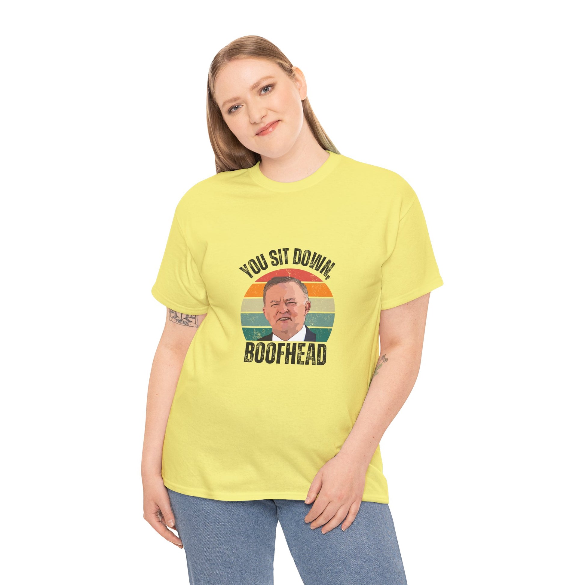 Premium Cotton T-Shirt – Sit Down, Boofhead! Funny Aussie Quote