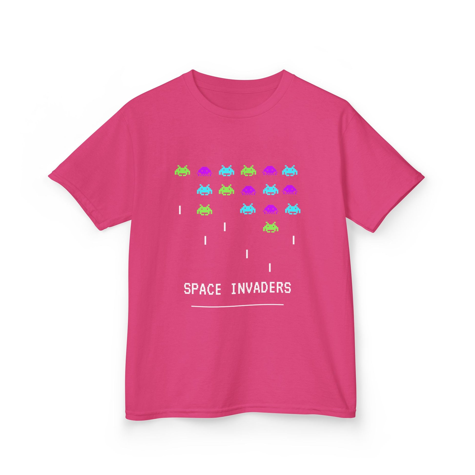 Unisex kids tee with iconic 80s Space Invaders characters