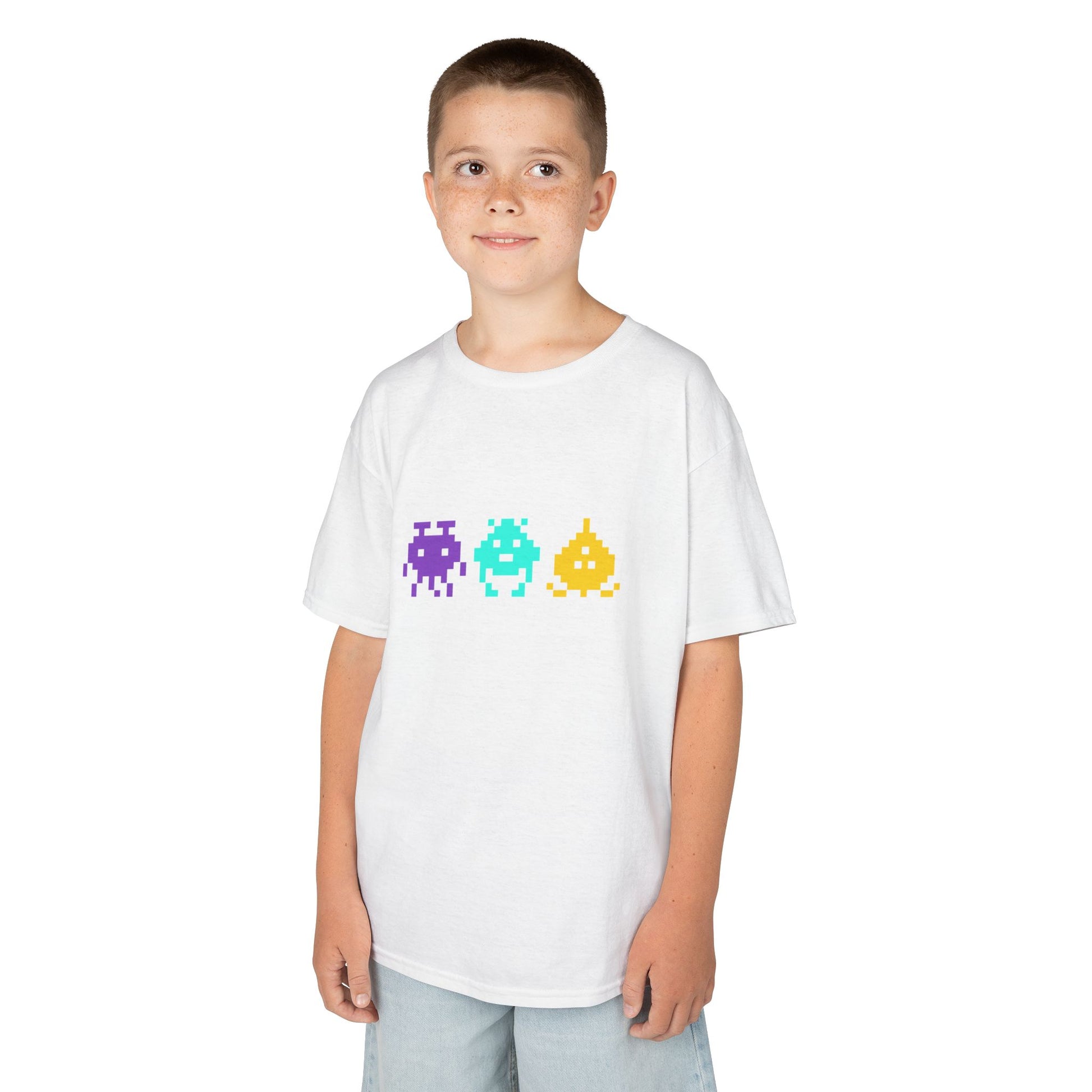 Colourful Space Invaders shirt for young retro game lovers