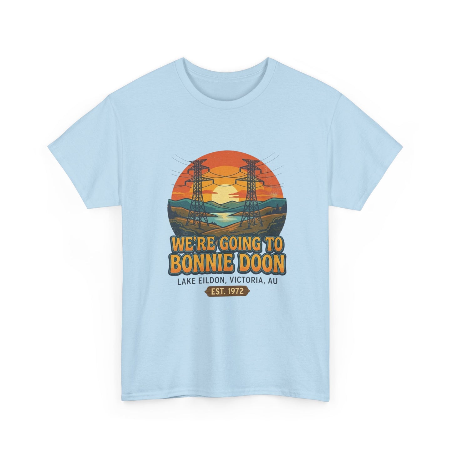 Retro Aussie movie quote t-shirt with powerlines graphic