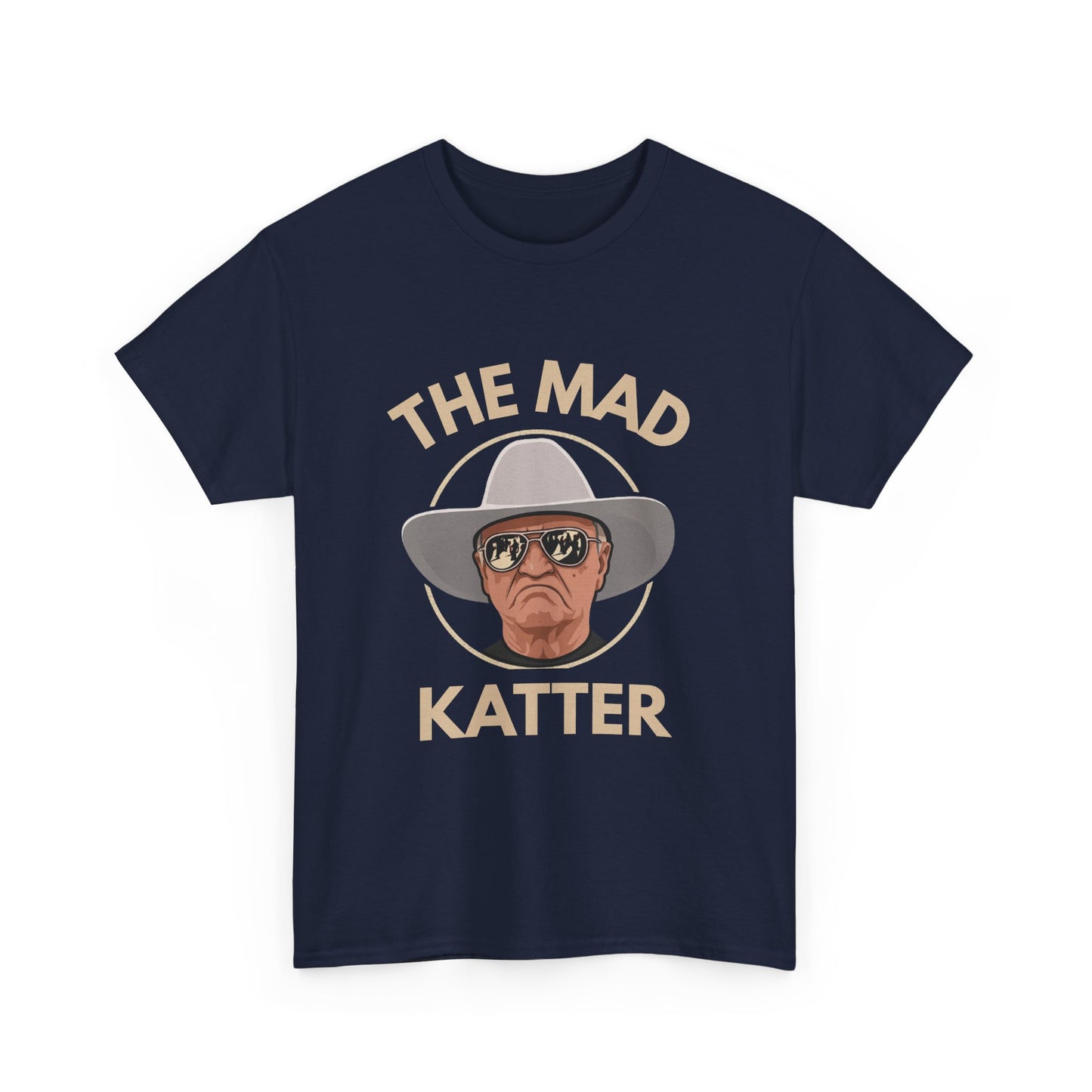 Humorous Bob Katter cartoon design with "The Mad Katter" text printed on front.