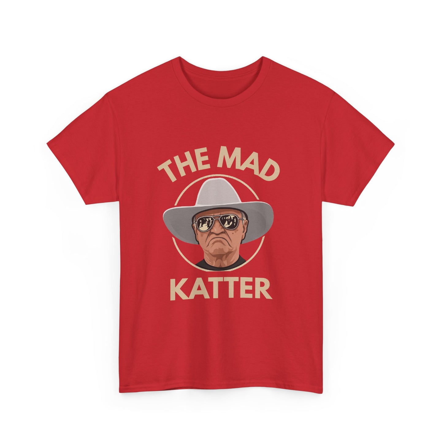 Casual shirt featuring a bold cartoon of Bob Katter and "The Mad Katter" branding.