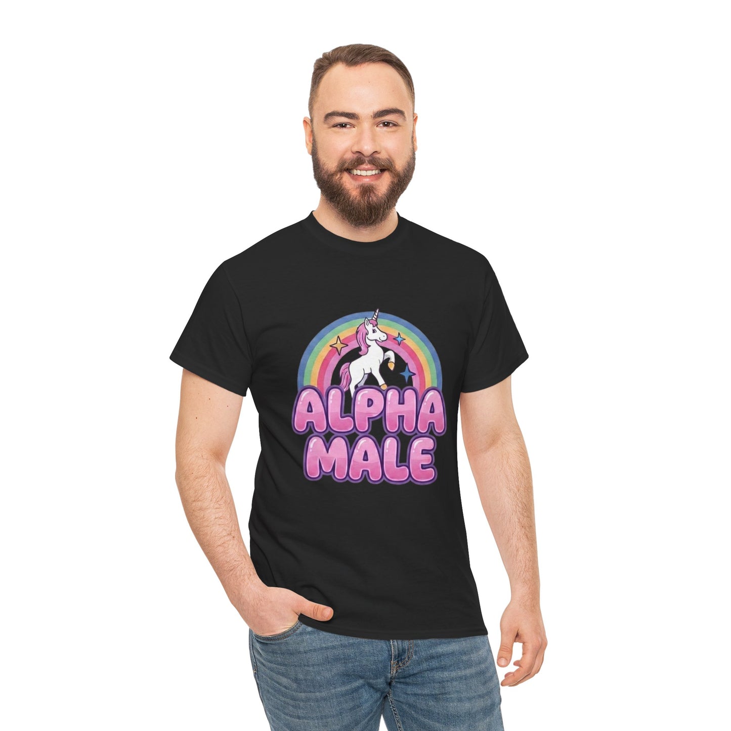 Alpha Male Unicorn shirt perfect for casual wear, parties, and pub nights