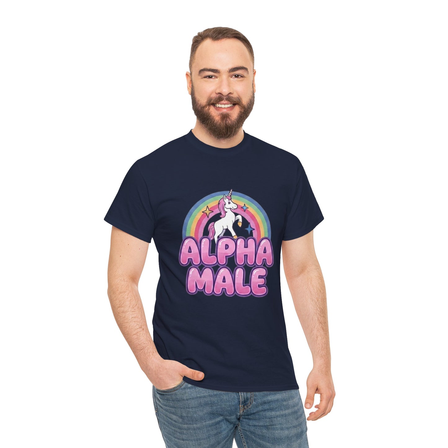 Clever Australian humour t-shirt with Alpha Male Unicorn text design