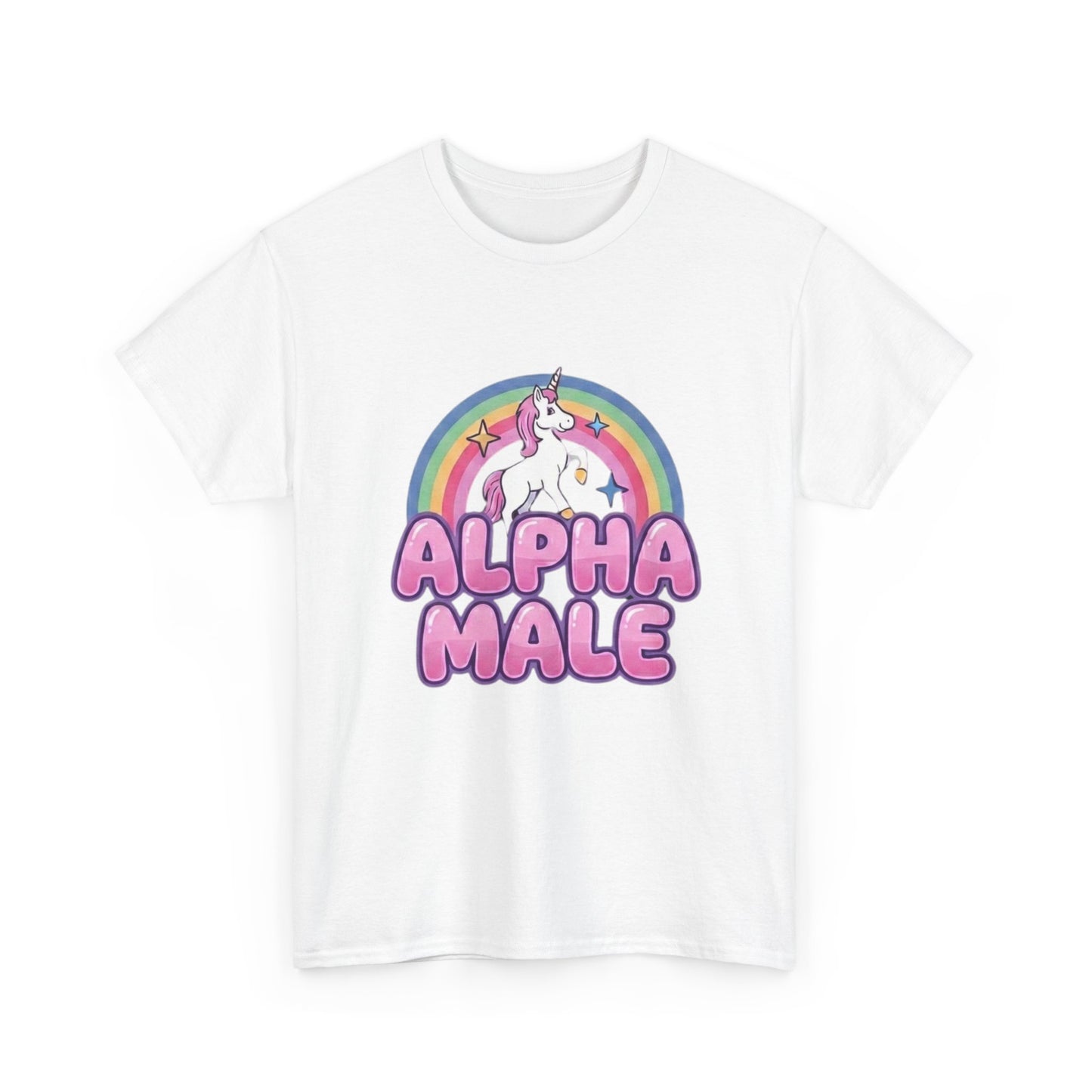 Humorous Alpha Male Unicorn tee for fans of Australian satire and Gruen