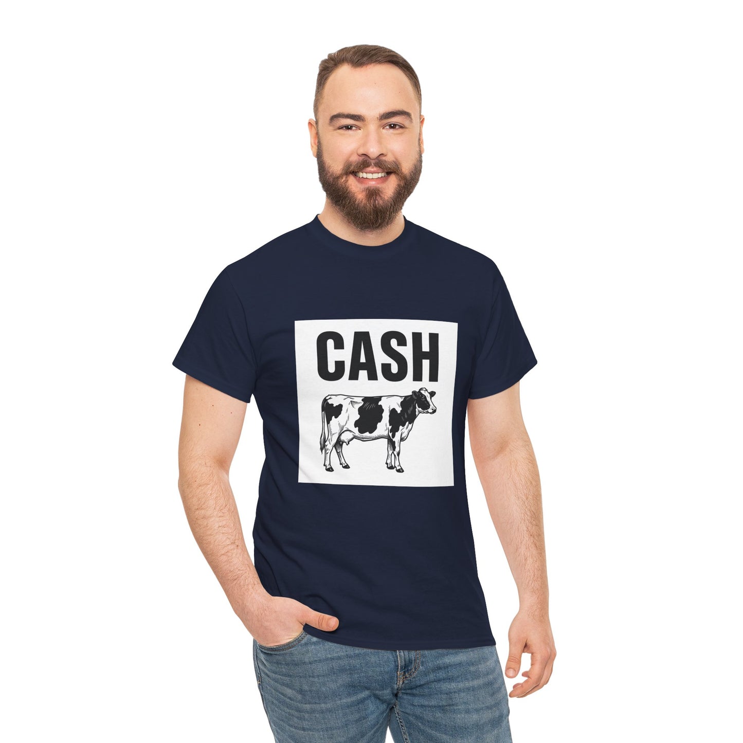 witty slogan t-shirt cow graphic cash design