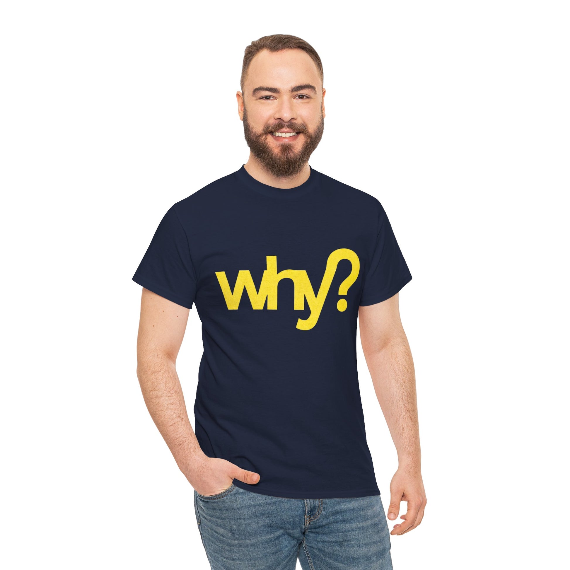 Clever Minimal “Why?” T-Shirt for Fans of Gruen and Satire