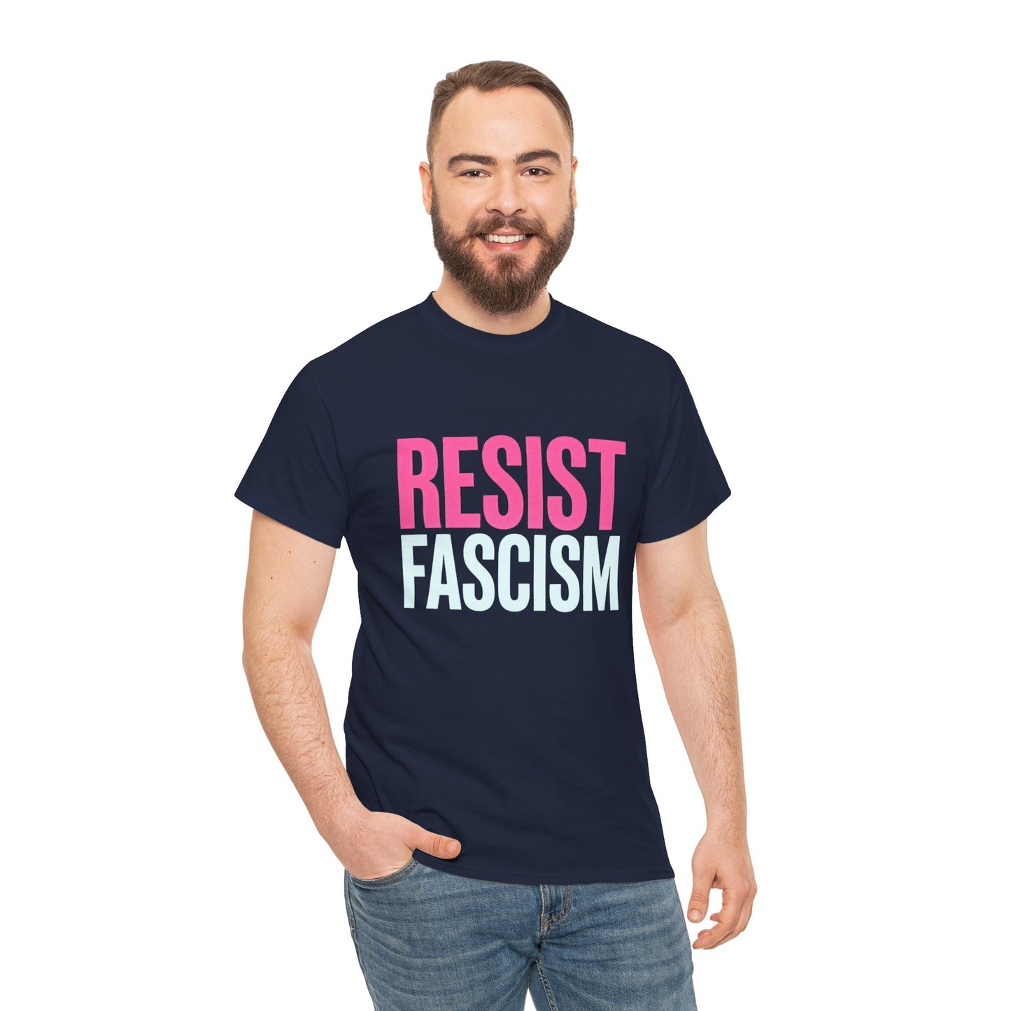 Resist Fascism novelty t-shirt for rallies, gigs, festivals, and casual wear