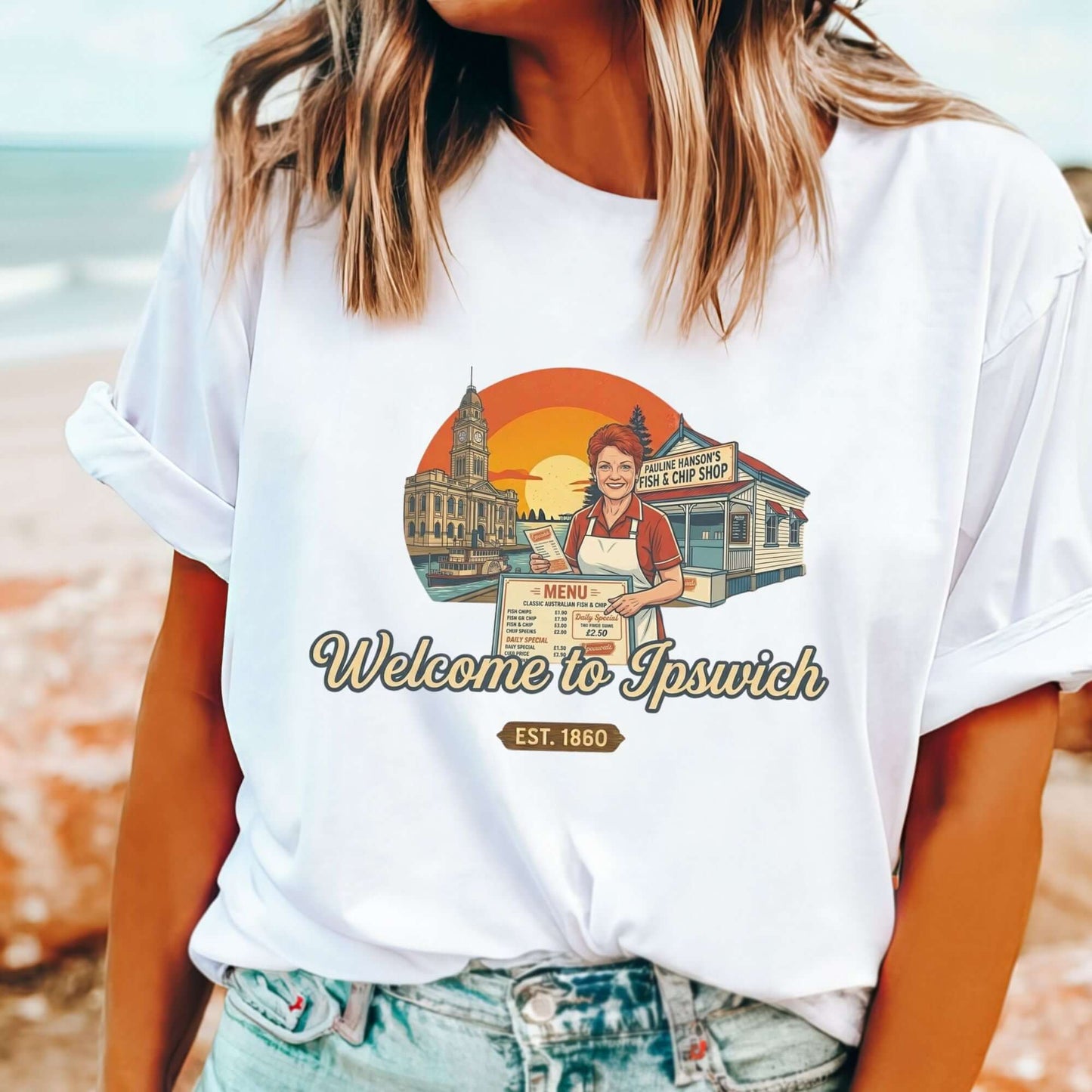welcome to Ipswich retro t-shirt Pauline Hanson design