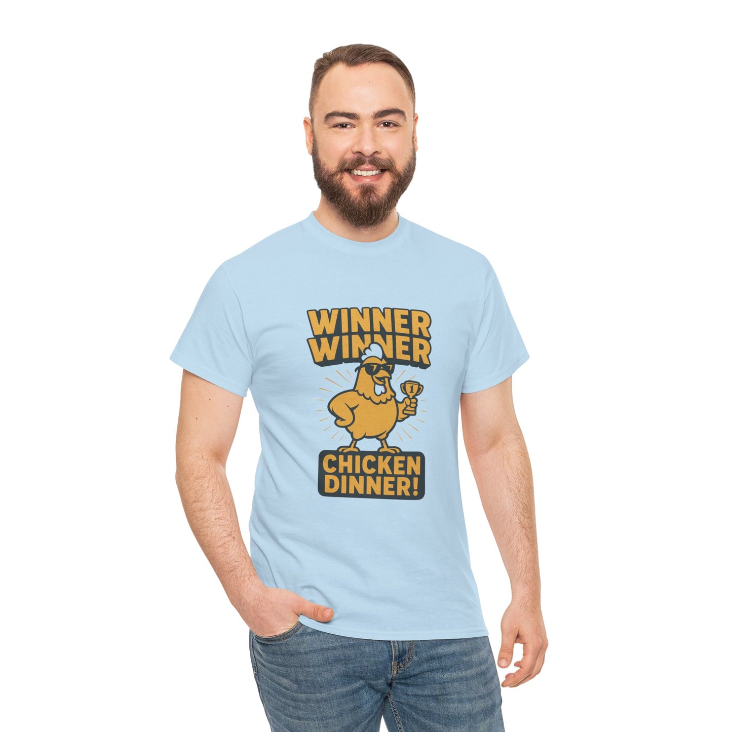 Retro-style Winner Winner Chicken Dinner shirt with cute cartoon chicken illustration