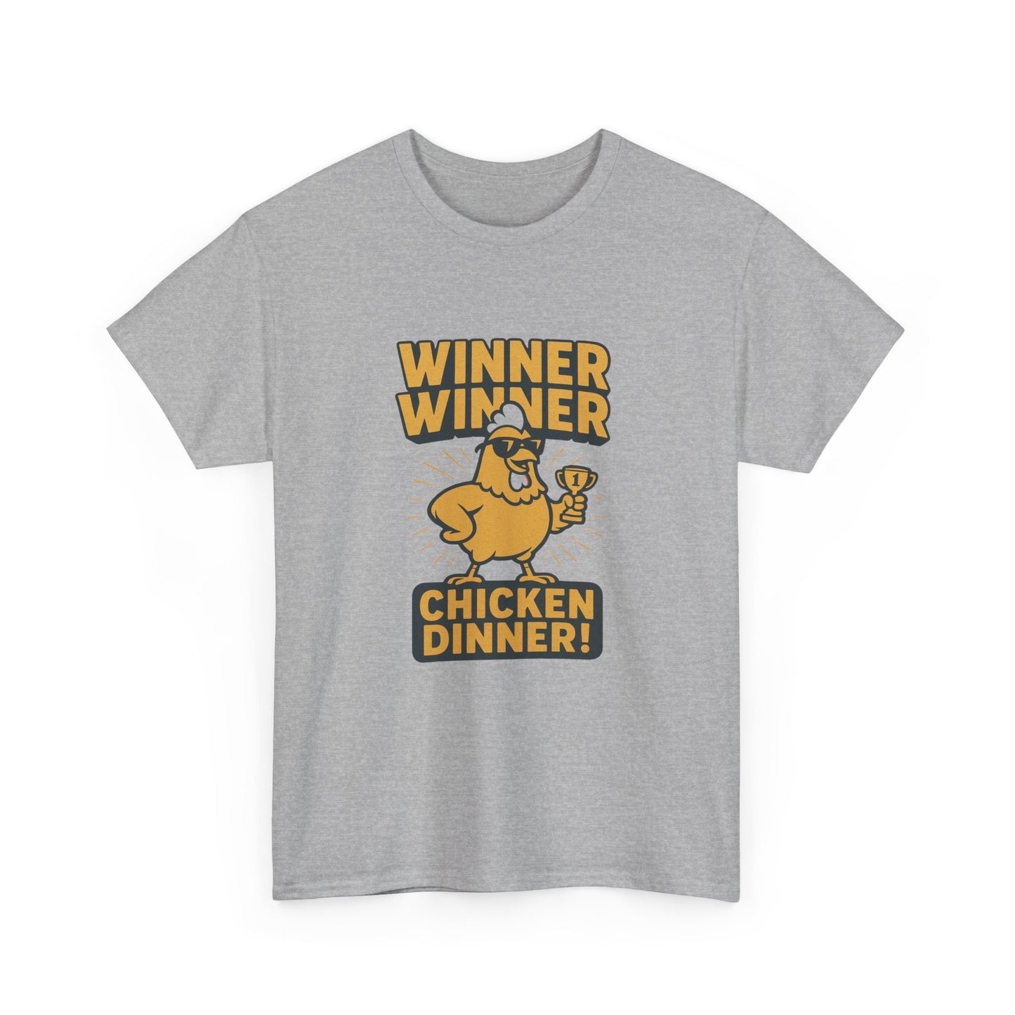 Funny Winner Winner Chicken Dinner t-shirt with cute chicken cartoon design