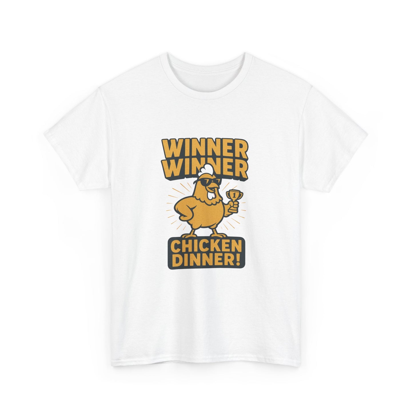 Winner Winner Chicken Dinner t-shirt with cartoon chicken graphic – funny gaming slang gift