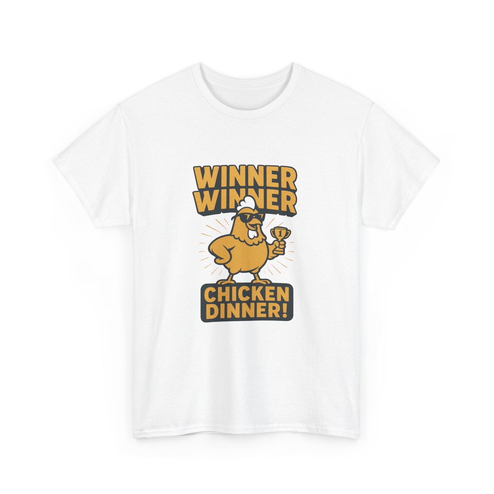 Winner Winner Chicken Dinner t-shirt with cartoon chicken graphic – funny gaming slang gift