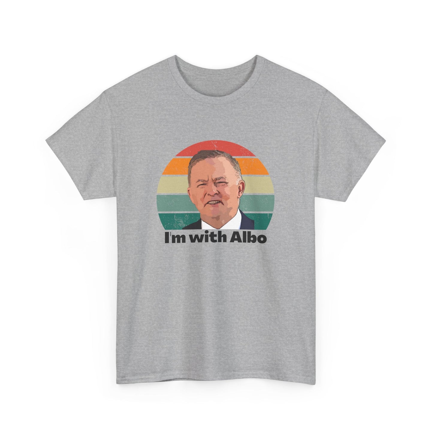 Anthony Albanese supporter t-shirt with 'I'm with Albo' text, perfect for the next election and Labor Party fans.