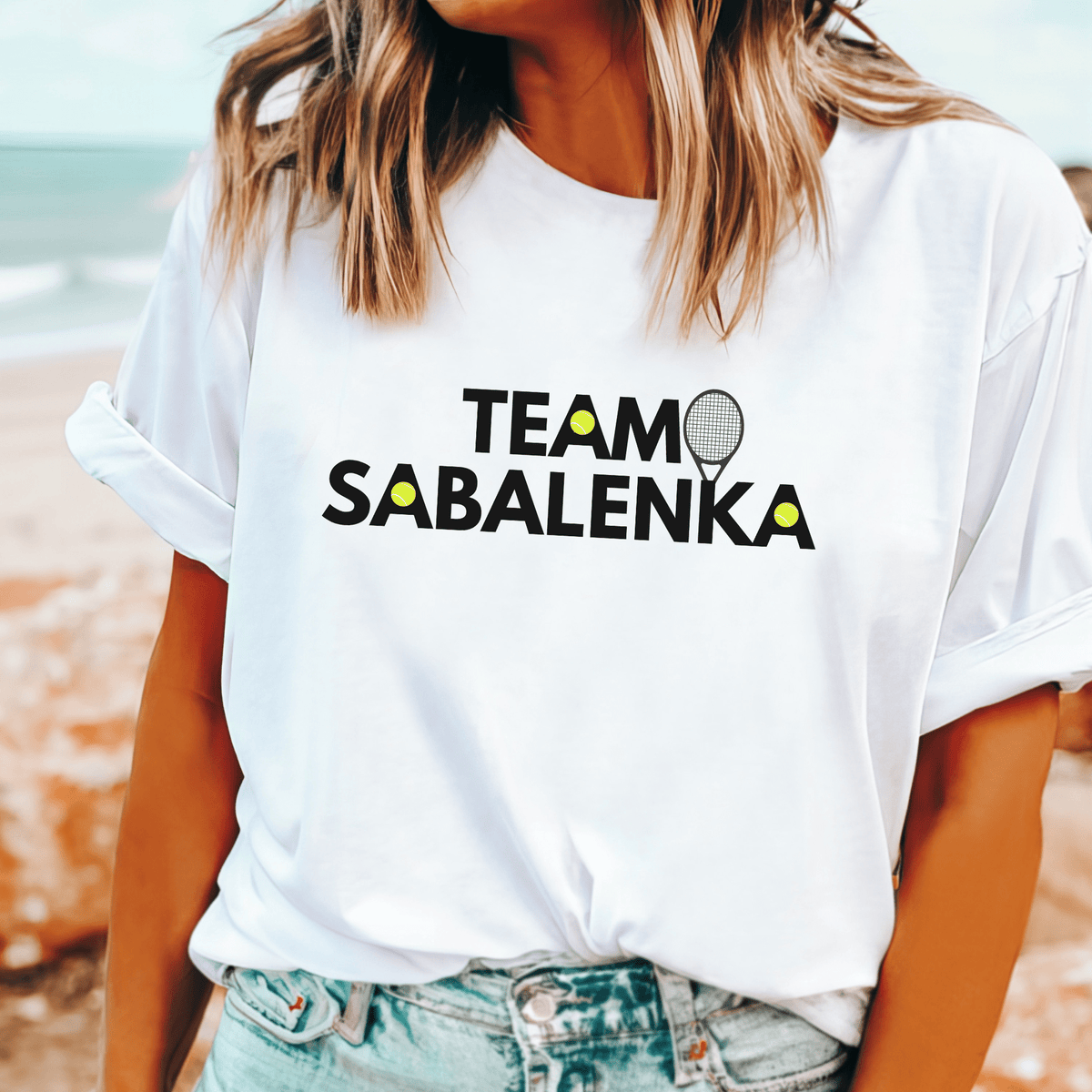 Team Sabalenka t-shirt for Aryna Sabalenka fans, perfect for tennis lovers and sports enthusiasts.