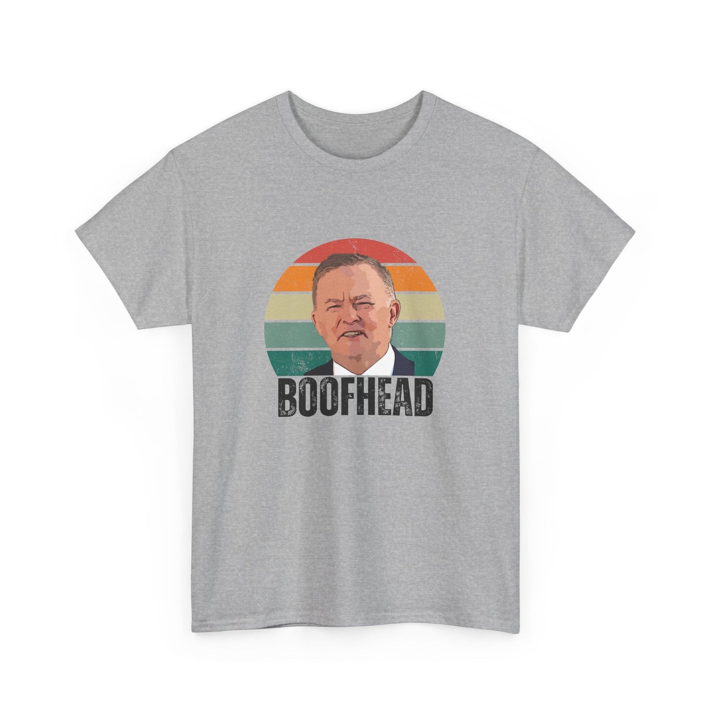 Anthony Albanese 'Boofhead' t-shirt, celebrating the PM’s unforgettable jab at Peter Dutton in Parliament.