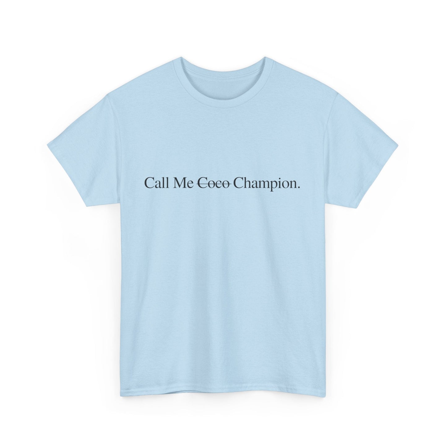 Call Me Coco Champion' t-shirt, a must-have for fans of the inspiring US Open tennis star Coco Gauff.