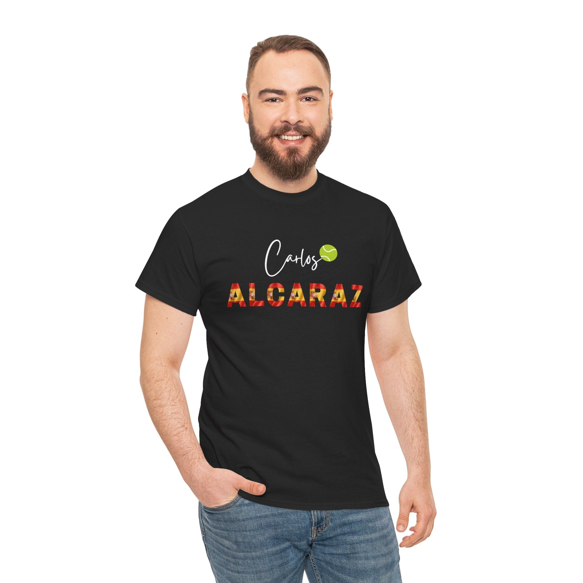 Stylish Carlos Alcaraz t-shirt with red and yellow Spanish colours