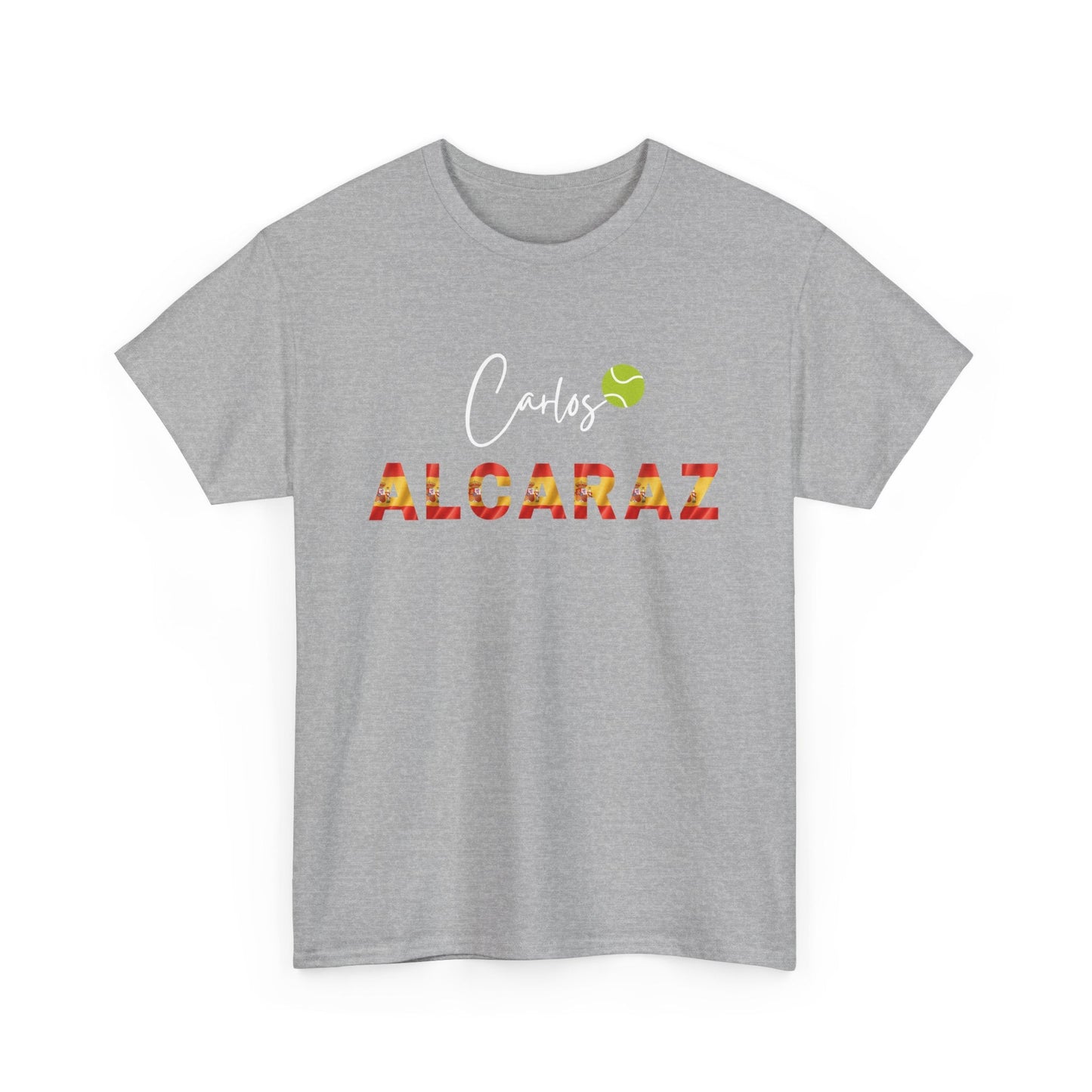 Spanish tennis star Carlos Alcaraz t-shirt featuring vibrant national colours