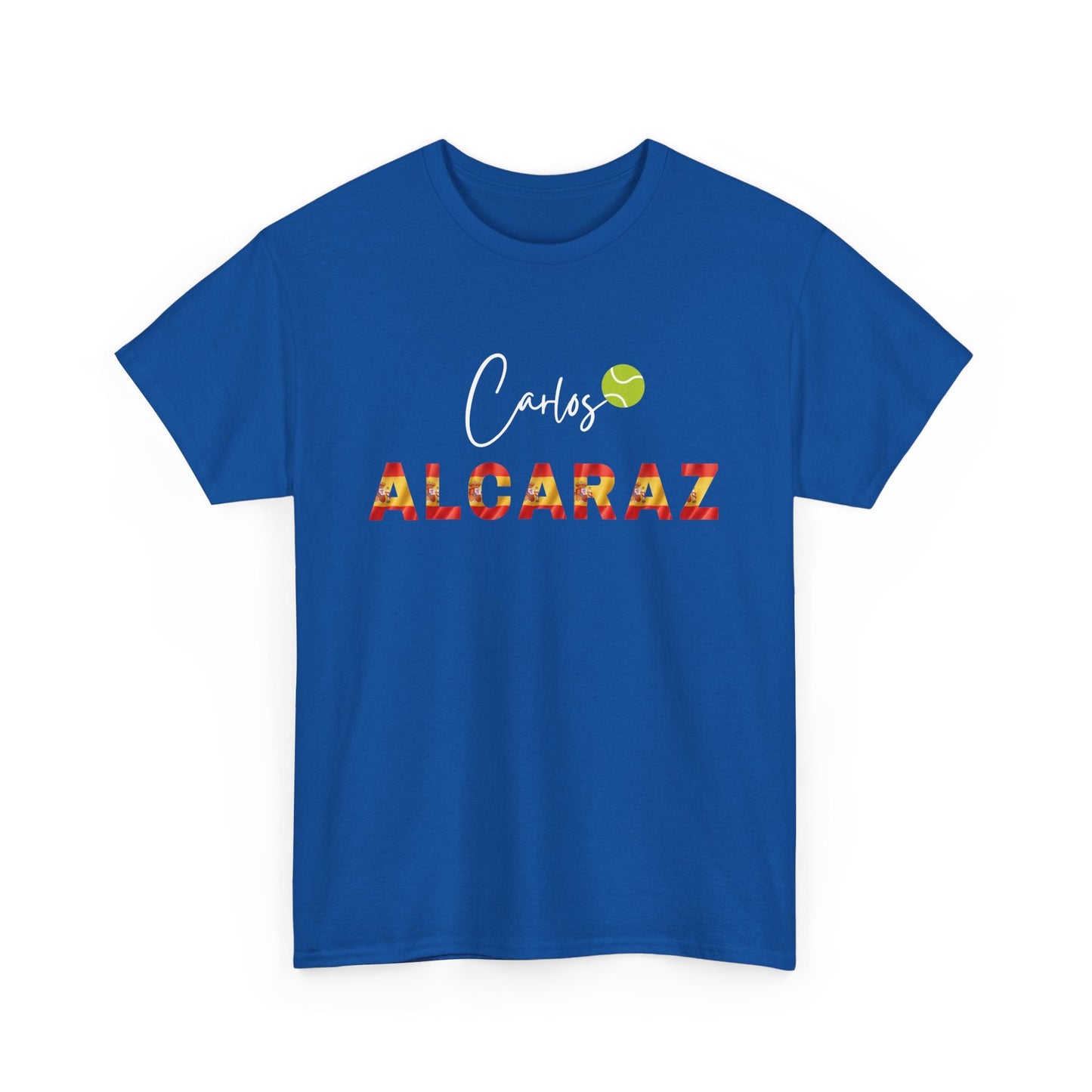 Carlos Alcaraz fan shirt with tennis ball design and Spain-inspired colours