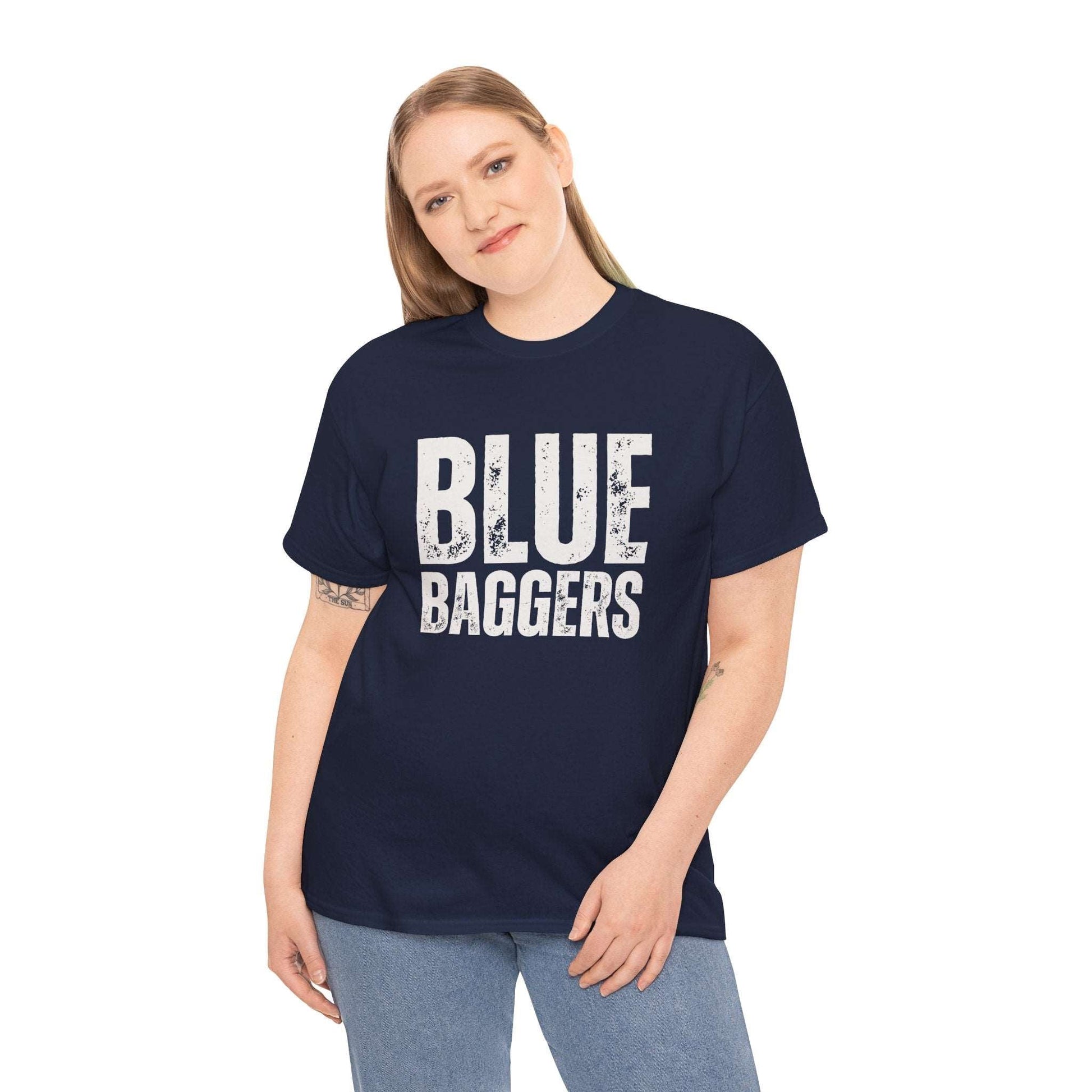Carlton footy shirt featuring Blue Baggers nickname in team colours