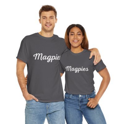 Collingwood Magpies supporter t-shirt with unique Magpies lettering