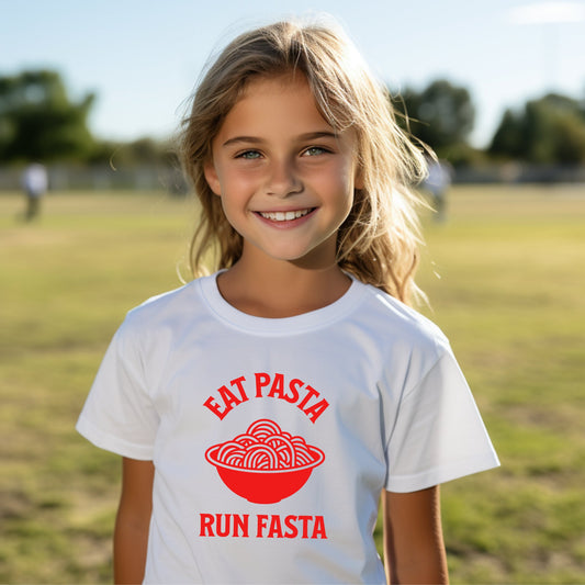 Eat pasta run fasta kids t-shirt - Destination GiftsKids clothesPrintify